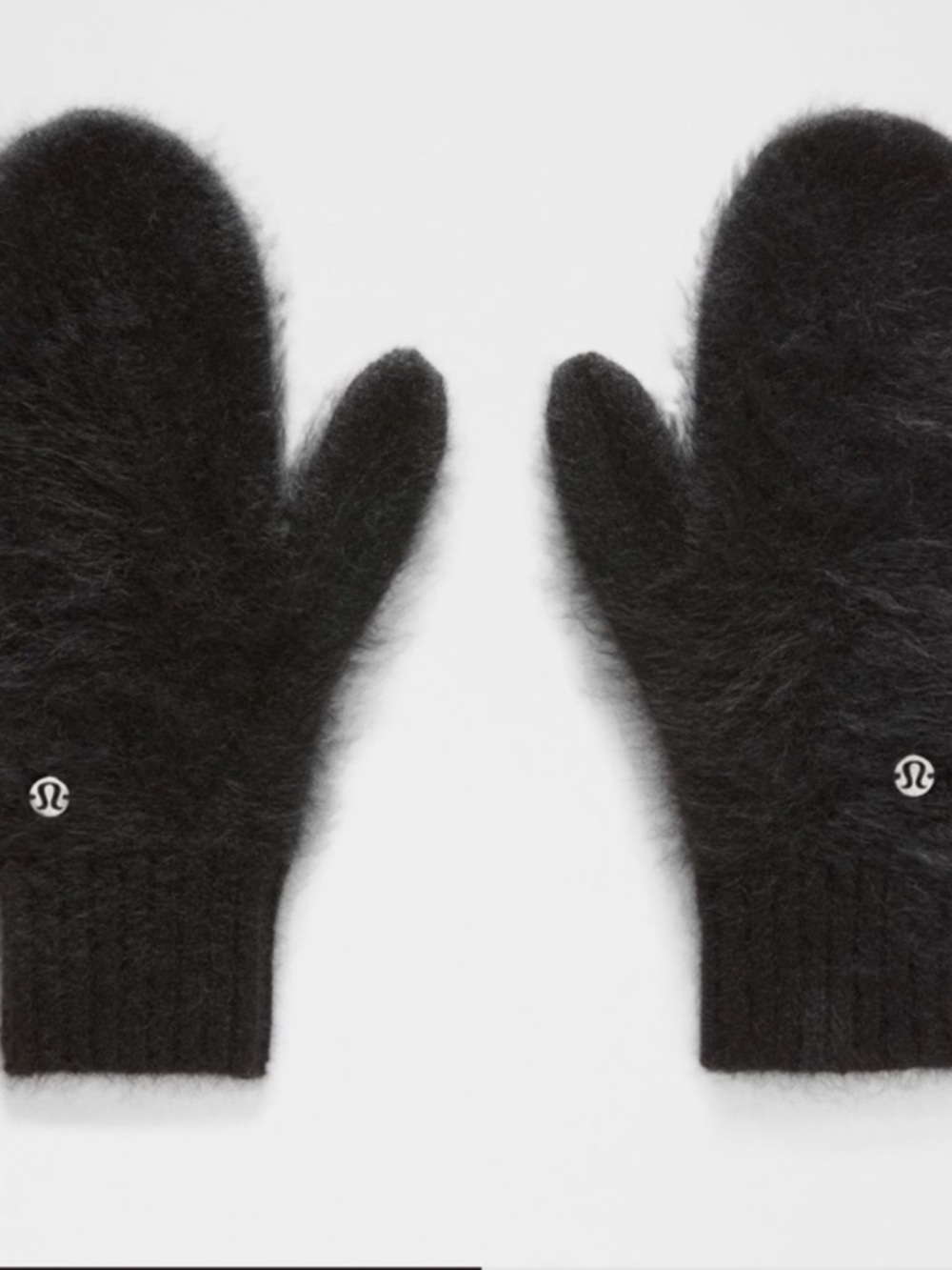 lululemon athletica Black Fuzzy Knit Mittens